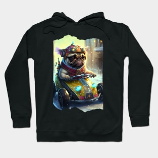 Cyberpunk Pug Super Kart Racing Hoodie